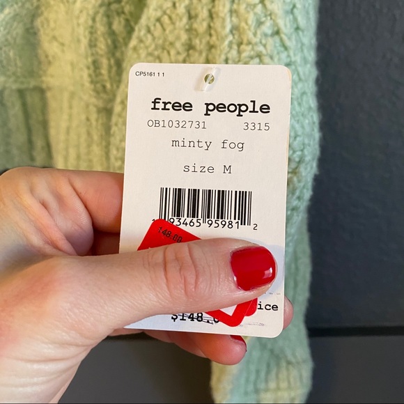 NWT free people carousel sweater mint medium $148 - Picture 7 of 8